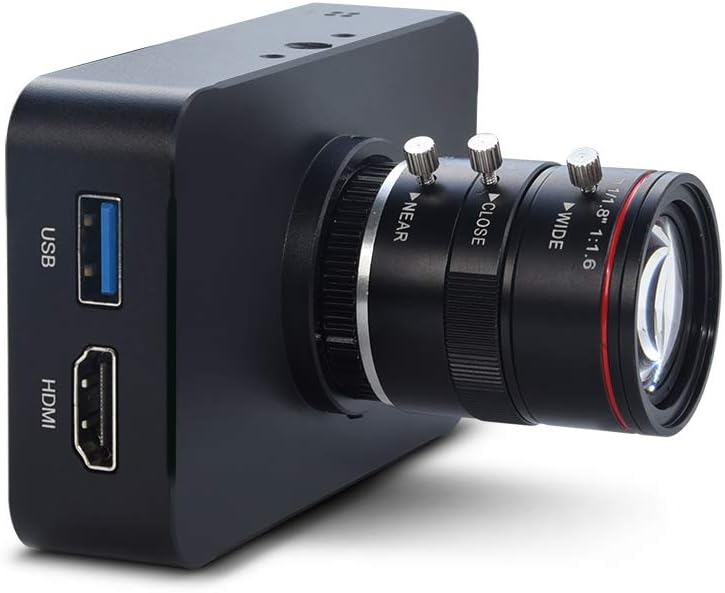 MOKOSE 12MP HDMI Camera 1080P USB HD Streaming Webcam, Recording 4K@30FPS Industry C/CS-Mount Camera with 3.2mm No Distortion Manual Lens