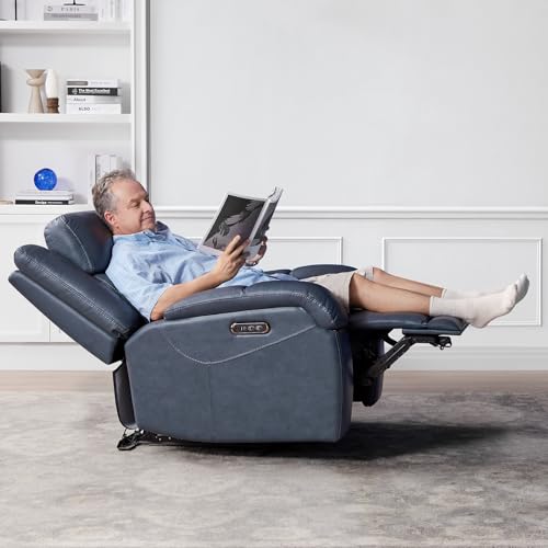 Watson & Whitely Genuine Leather Power Recliner Chairs for Adults, Wall Hugger RV Recliner with Power Headrest & Charging Ports