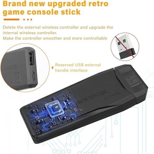 Wireless Retro Game Console, Retro Game Stick with Built-in 9 Emulators, 20,000+ Games, 4k Hdmi Output, and 2.4GHz Wireless Controller