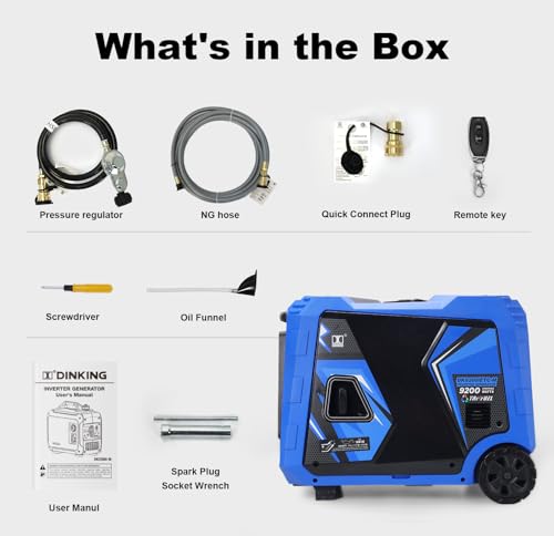 DK 5000W Gas Inverter Generator, Electric Start, 120V 240V Full Power Output, Dual or Tri-fuel Conversion Possible, Wheel & Handle Kit