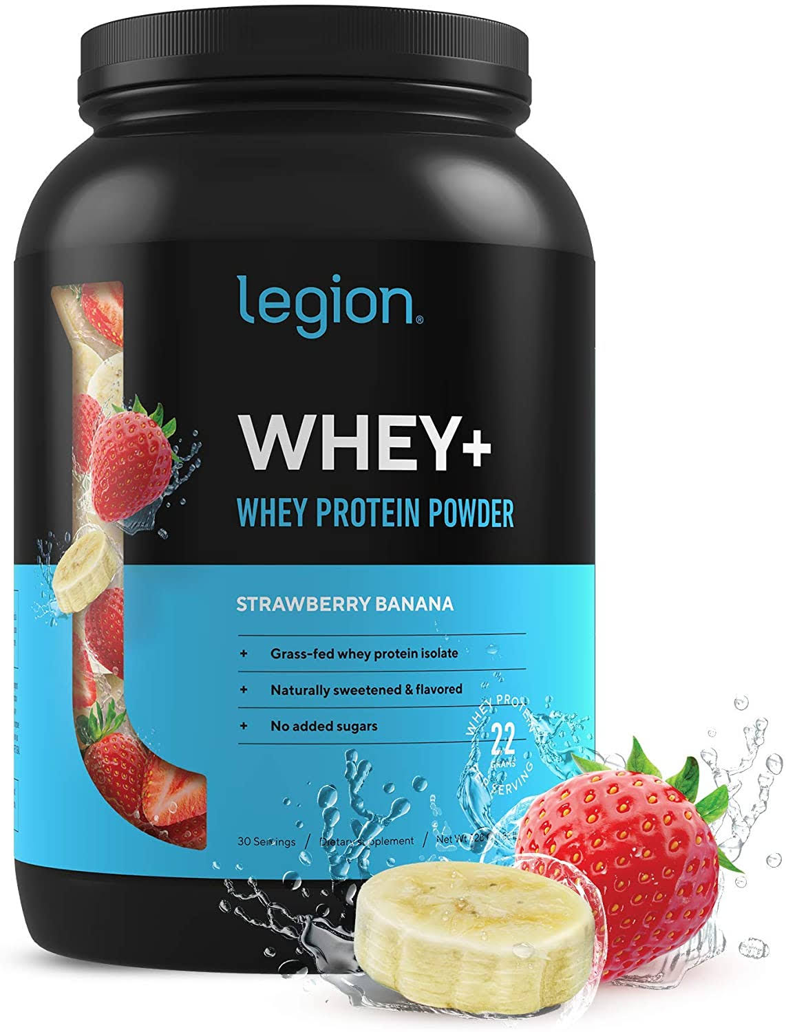 Legion Whey+ Strawberry Banana Whey Isolate Protein Powder from Grass Fed Cows -