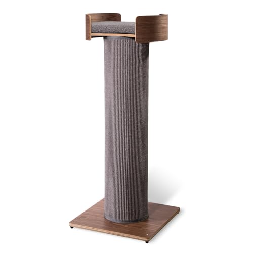 ONE FAST CAT - Giant Scratching Tower w/Perch - 44.5" Height with Replaceable Sisal and Removable Bed - Ash