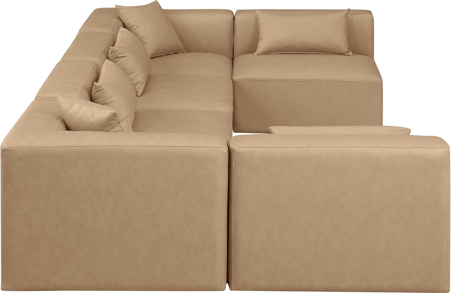Meridian Furniture Cube Collection Modern | Contemporary Sectional with Soft Vegan Leather, Modular to Create Infinite Configurations