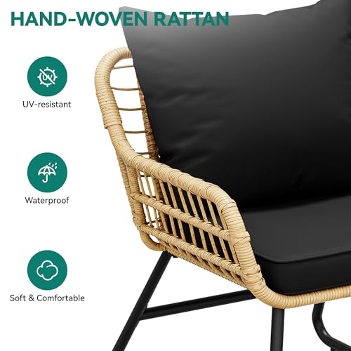 YITAHOME 4-Piece Patio Furniture Wicker Outdoor Bistro Set, All-Weather Rattan Conversation Loveseat Chairs for Backyard