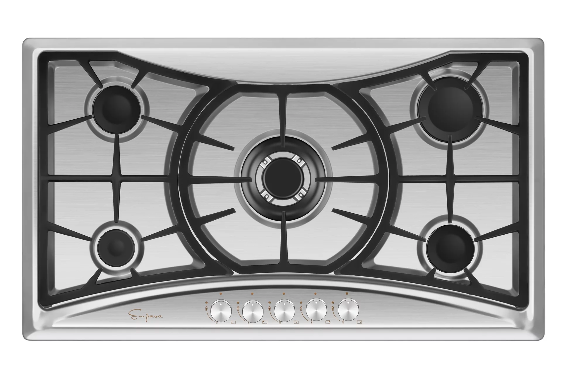 Empava 36 in. Gas Stove Cooktop with 5 Italy Sabaf Sealed Burners NG/LPG Convertible in Stainless Steel ，EMP-36GC22