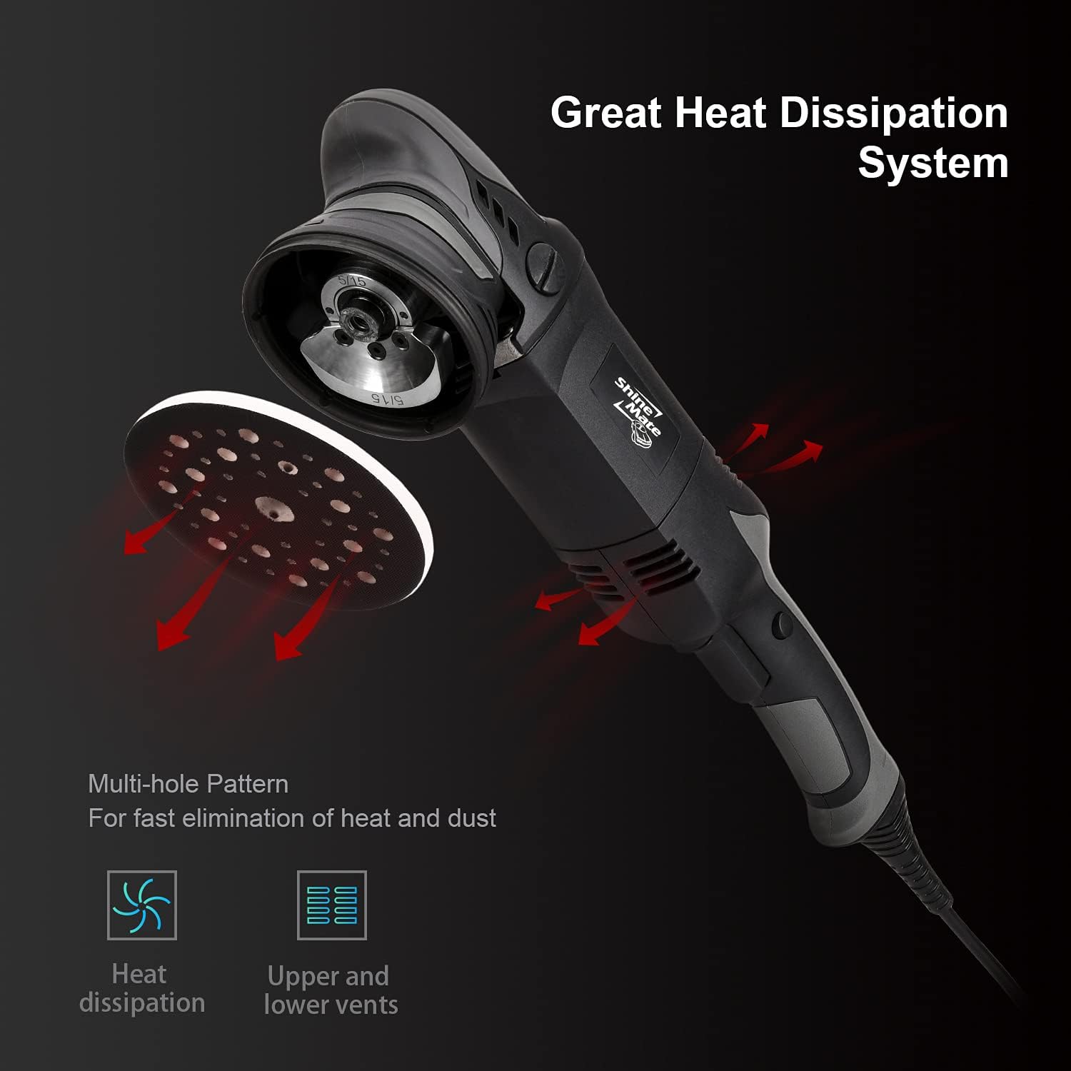 ShineMate Dual Action Polisher for Car Detailing 5 Inch, Corded Wax Random Orbital Polisher with 4 Polishing Pads, Variable Speed Polisher Buffer