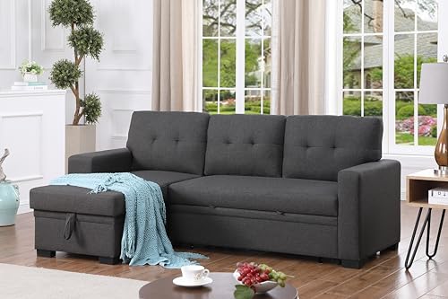 Devion Furniture Regis 4-in-1 Convertible L Shaped Couch with Pull Out Bed and Storage, Sectional Sleeper Sofa with Reversible Chaise for Living Room