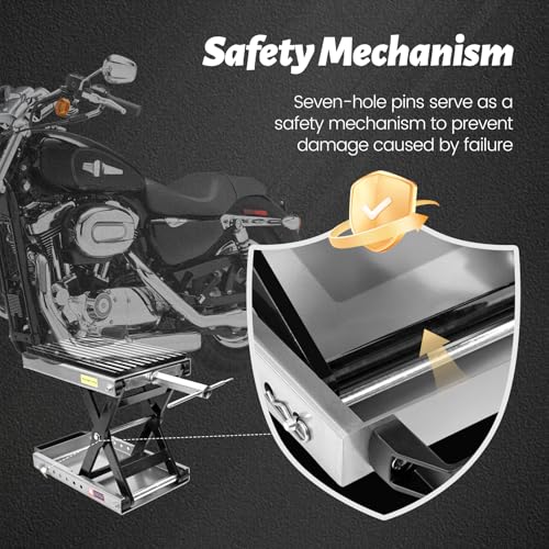 1500 LBS Motorcycle Jack, Thickened 0.48" Rubber Pad Motorcycle Stand Lift, Upgraded Labor-Saving Bearing