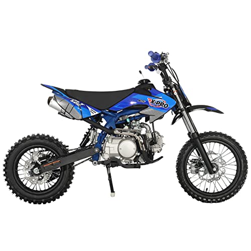 X-PRO Bolt 125 Dirt Bike with Automatic Transmission, Electric Start, Big 14"/12" Tires! (Blue)