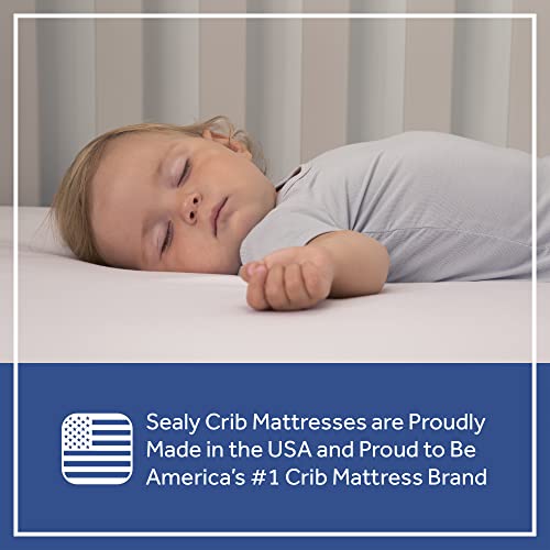Sealy Flex Cool Breathable Hypoallergenic 2-Stage Dual Firm Waterproof Baby Crib Mattress & Toddler Bed Mattress, Cotton Cover, 204 Premium Coils