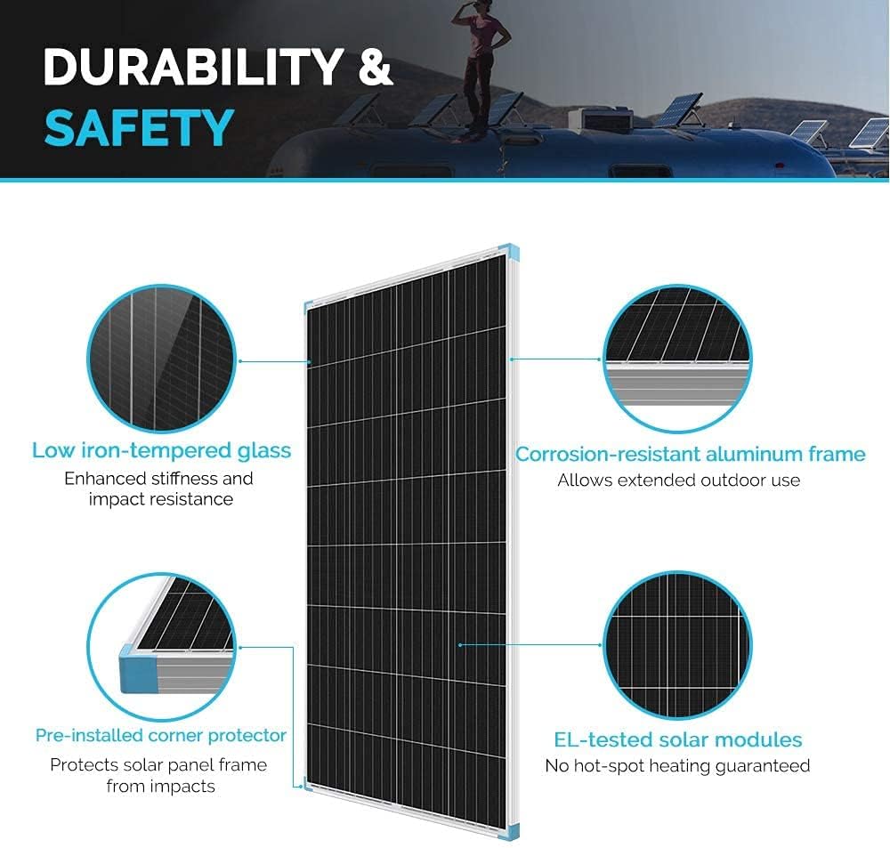 Renogy Solar Panel 200 Watt 12 Volt High-Efficiency Monocrystalline Module PV Power for Camper, Vehicle Caravan and Other Off-Grid Applications, 200W