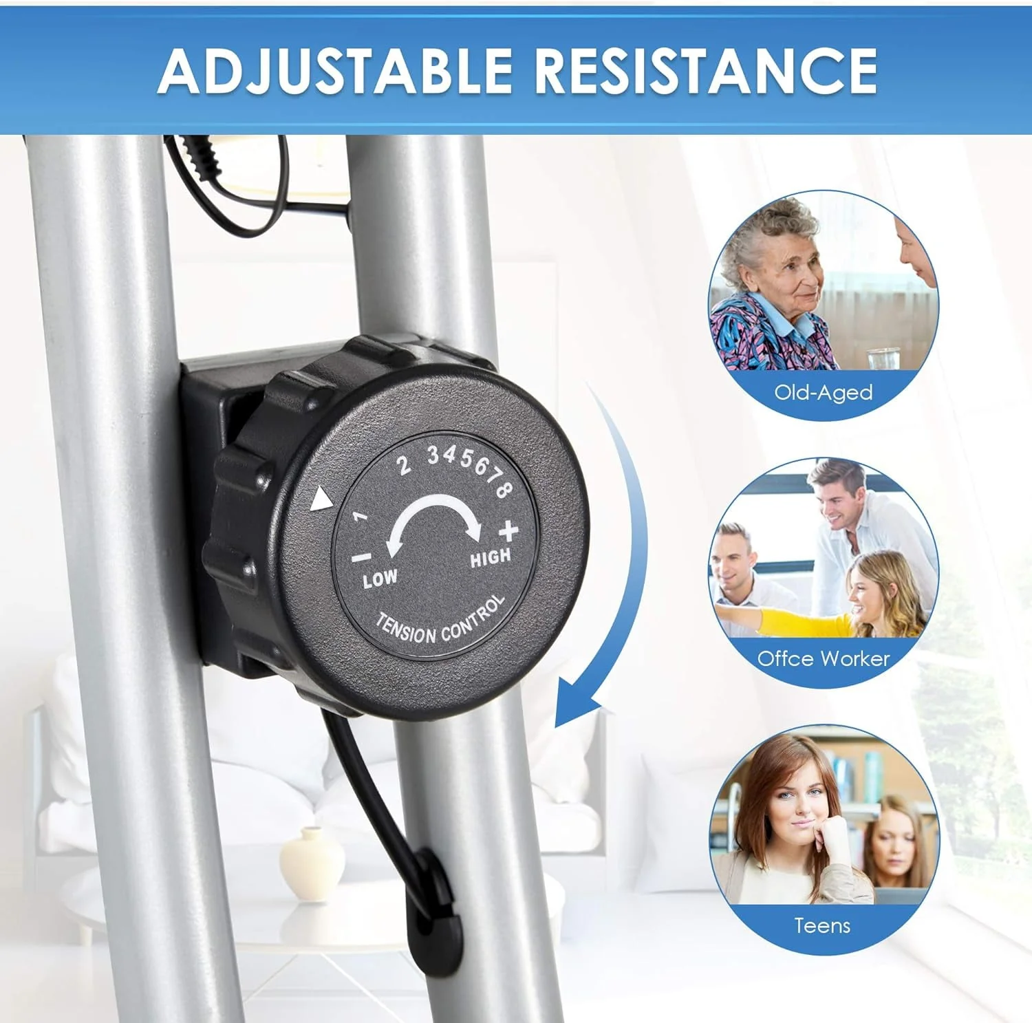 Exercise Bike Folding Stationary Bike Recumbent Exercise Bike Machine Home with LCD Monitor Phone Holder Portable
