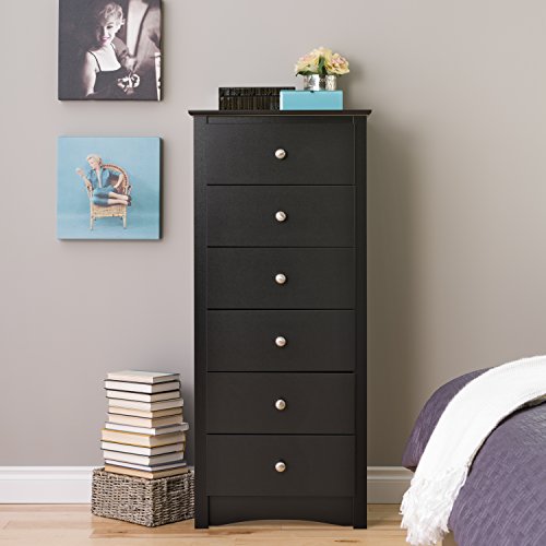 Prepac Sonoma 6 Drawer Dresser for Bedroom, Tall Chest of Drawers, Bedroom Furniture, Clothes Storage and Organizer, 19" D x 23.25" W x 52.75" H
