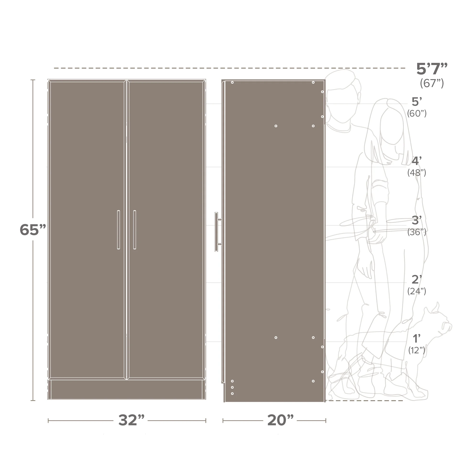 Prepac Armoir, Elite 32"W x 35"H x 20"D White Wardrobe Closet & Cabinet - Functional Clothes Storage with Hanging Rail, Armoire Wardrobe - WEW-3264