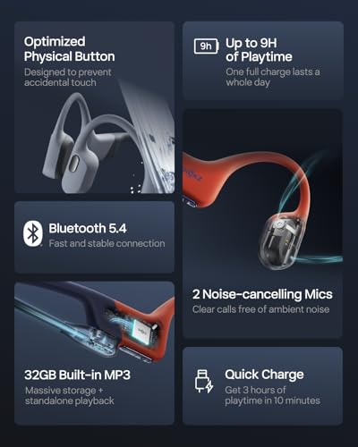 SHOKZ OpenSwim Pro - Open-Ear Bluetooth Headphones & 32GB MP3 Player, IP68 Waterproof, Bone Conduction Headphones, Secure Fit for Workouts