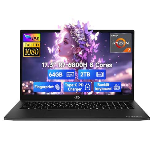 NIMO 17.3" IPS FHD-Gaming-Laptop, 8 Cores AMD Ryzen 7 6800H 16GB DDR5 RAM 1TB SSD (Beat Intel i7-12700H
