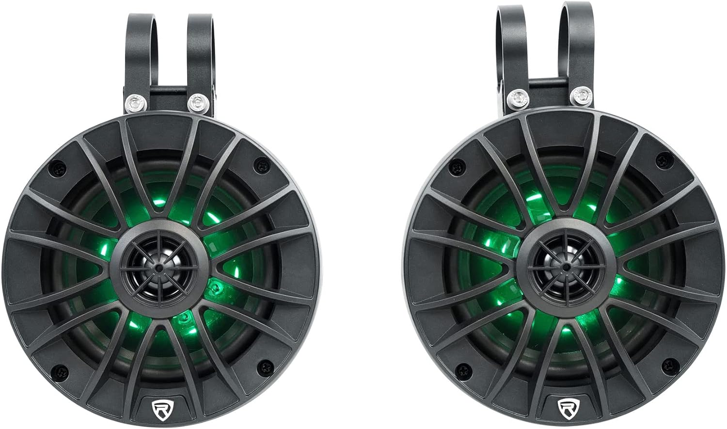 Pair Rockville PT525BR 5.25" Powered Marine Bluetooth LED Tower Speakers ATV/UTV