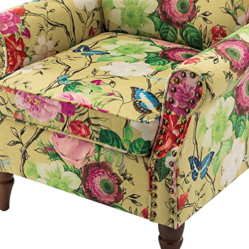 HULALA HOME Modern Wingback Accent Chair with Wood Legs & Removable Cushion, Comfy Upholstered Armchair with Nailhead Trim