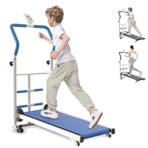 Foldable Treadmill for Kids & Adults, Self-Propelled Indoor Exercise Machine with LED Display, Adjustable Handrail & Incline