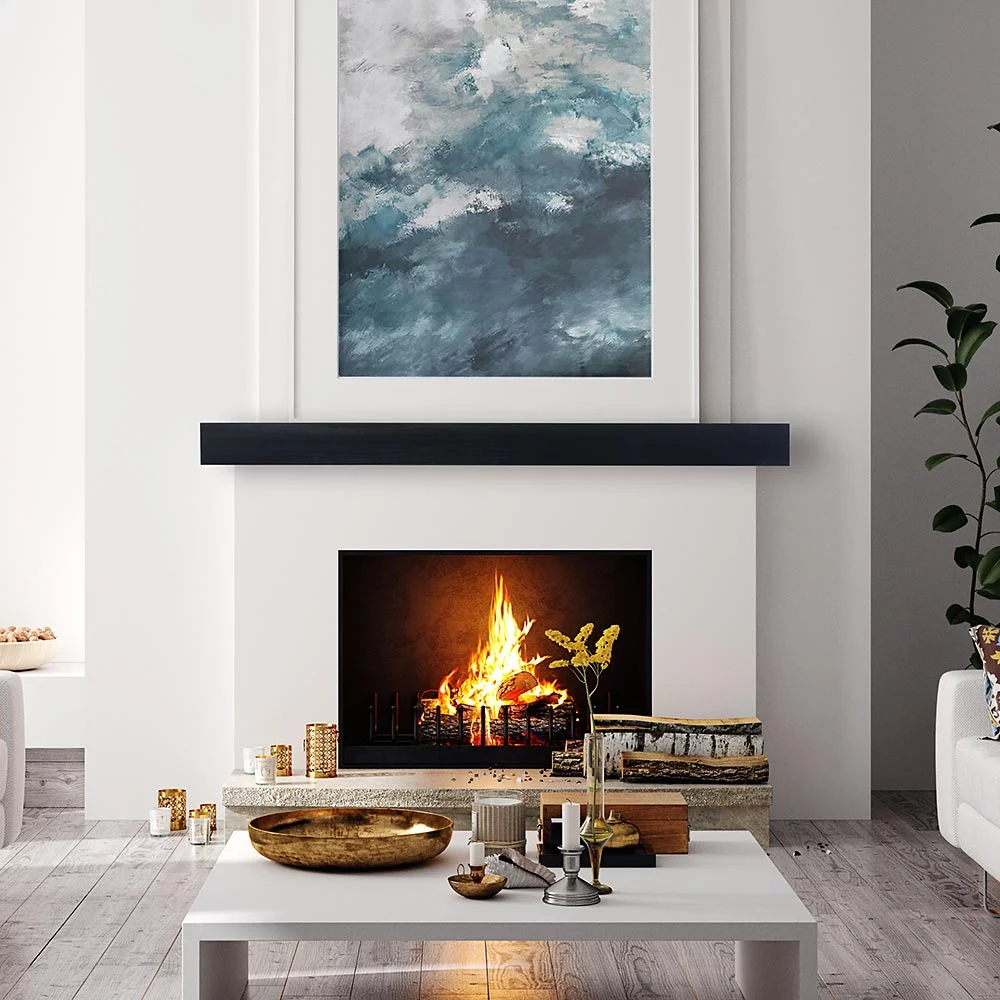 Mantels Direct Bedford 48" Floating Mantel Shelf with Corbels for Fireplaces - Black