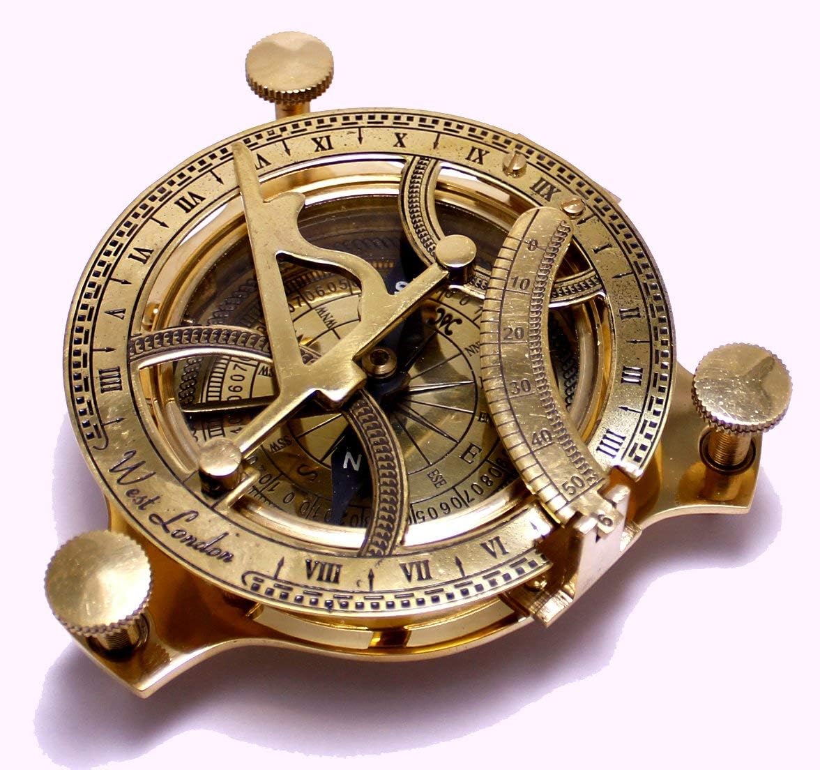 Captain's Brass Triangle Sundial Compass 4 - Brass Desk Compasses - Nautical Decor Home Decoration - Executive Promotional Gift