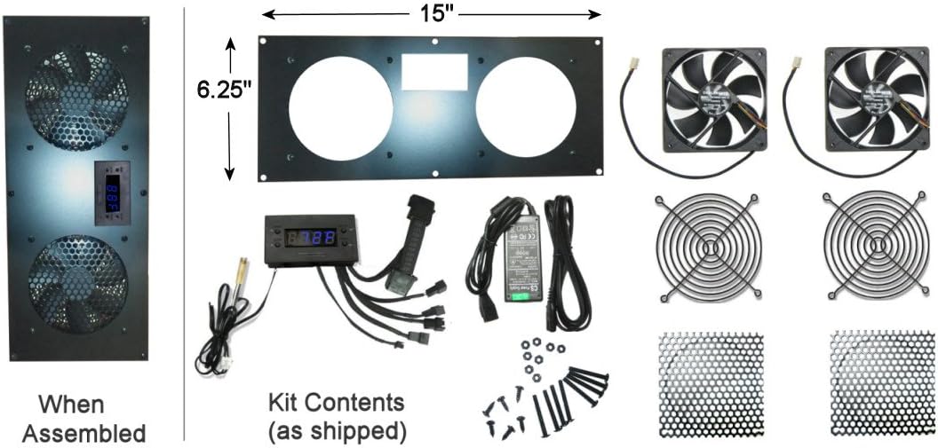 Coolerguys Programmable Thermal Controlled Cooling Kits for Cabinets, AV, and Components (Plastic, Single 80mm)