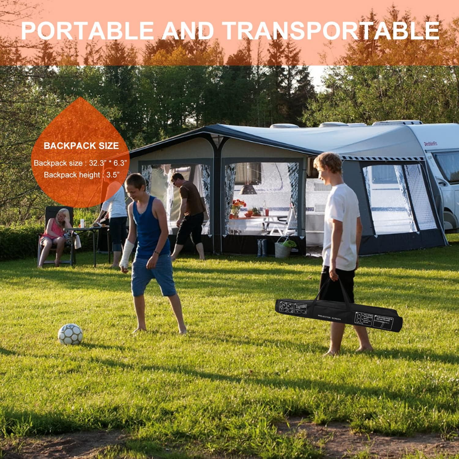WEDIOU 100 Inch Projector Screen and Stand Foldable HD 4K Outdoor with Carry Bag Movie for Theater Company Meeting Camping Backyard Indoor 16:9
