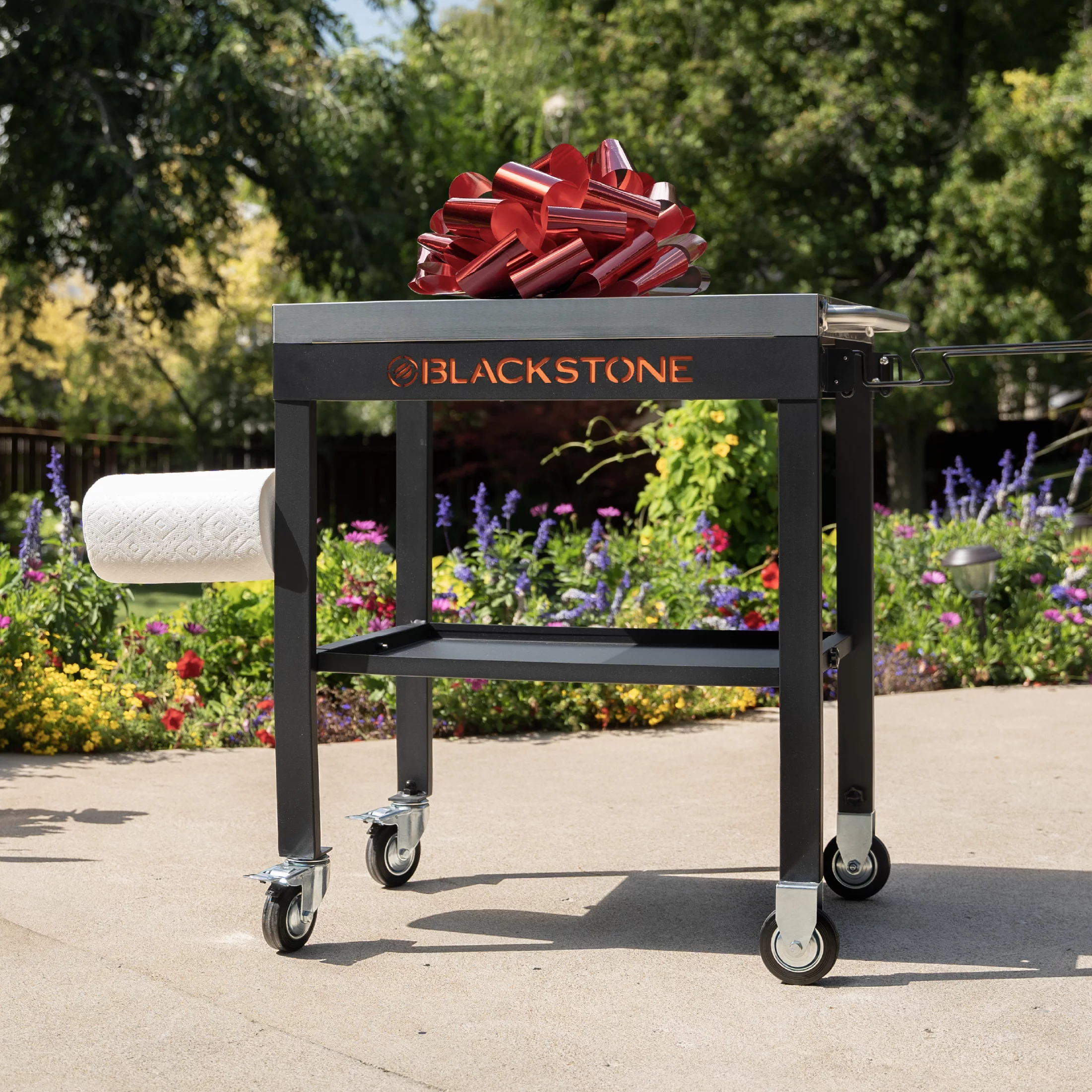Blackstone 28" Portable Steel Prep Cart with Stainless Steel Top in Black