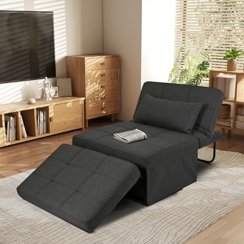 RUNFAYBIU Sleeper Chair Sofa Bed 4-in-1 Convertible Futon Chair Multi- Couch Folding Ottoman with Adjustable Backrest for Living Room Apartment