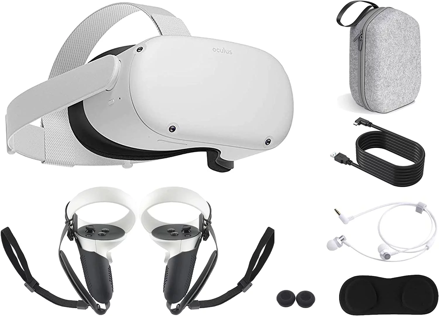 2022 Oculus Quest 2 All-In-One VR Headset, Touch Controllers, 256GB SSD, Glasses Compatible,3D Audio,Marxsol Bundle:Carrying Case, Earphone