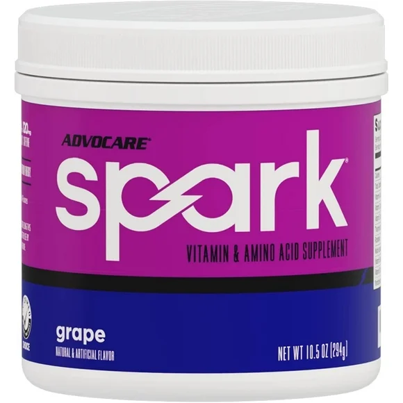 AdvoCare Spark Vitamin and Amino Acid Energy Drink Powder Mix Supplement, Grape Flavor, 10.5 oz - Kansas Nuitrition - HNZSDS