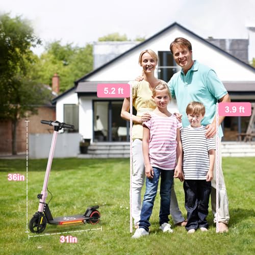 Electric Scooter for Kids Ages 6-12, Equipped with 130W Motor, LCD Display, Foldable Design, LED Color Lights, Rear Motor Brake System