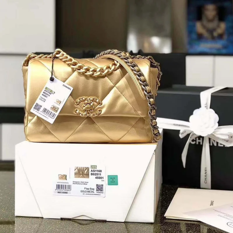 Chanel 19 Flap Bag As1160 Gold