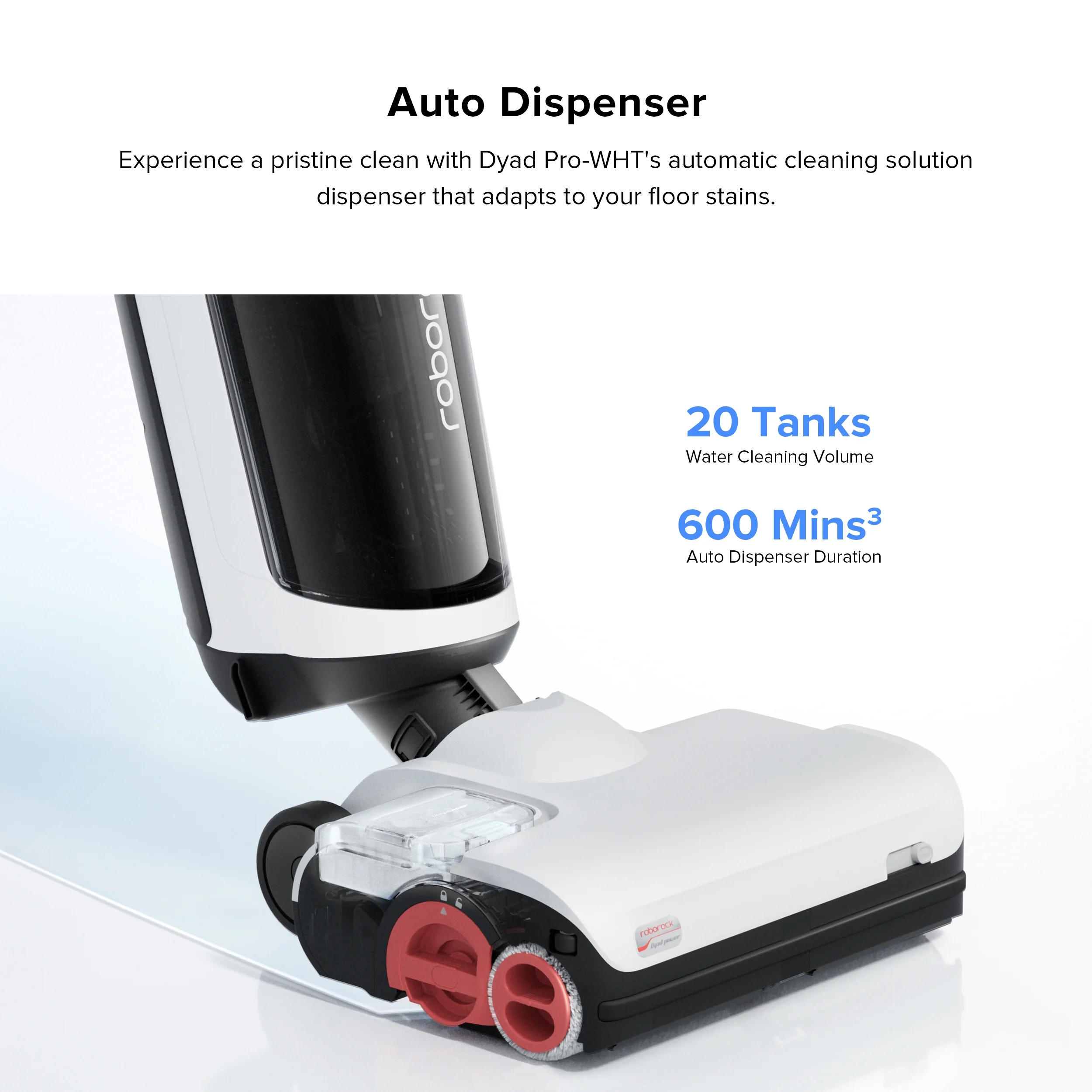 Roborock® Dyad Pro Wet and Dry Vacuum Cleaner with multi-rollers, 17000Pa Suction, Self-Cleaning and Self-Drying