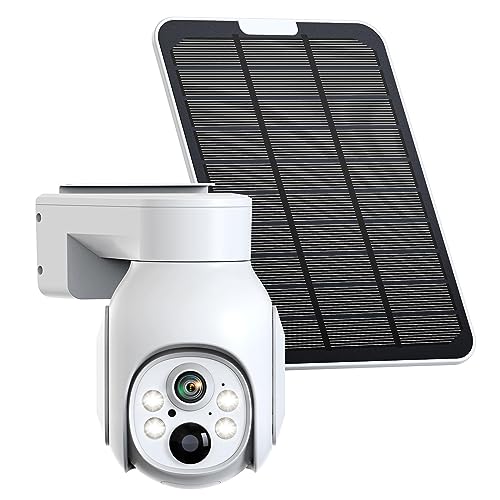 Camcamp Wireless Security Camera System, Solar Powered PTZ 4MP 6 Cam-kit Camera Security System, 500GB HDD NVR,Easy Installation, Color Night Vision
