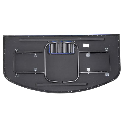 Soozier Poker Table Foldable, 72" Blackjack Table for 7 Players with Chip & Cup Holder, Blue Felt