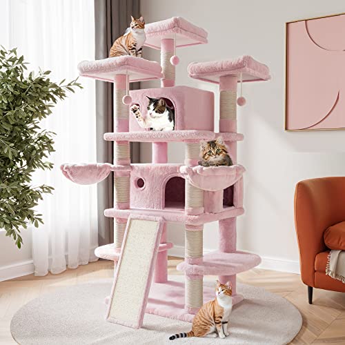 SHA CERLIN 68 Inches Multi-Level Large Cat Tree for Large Kitties/Big Cat Tower with Condo/Cozy Plush &zwnj