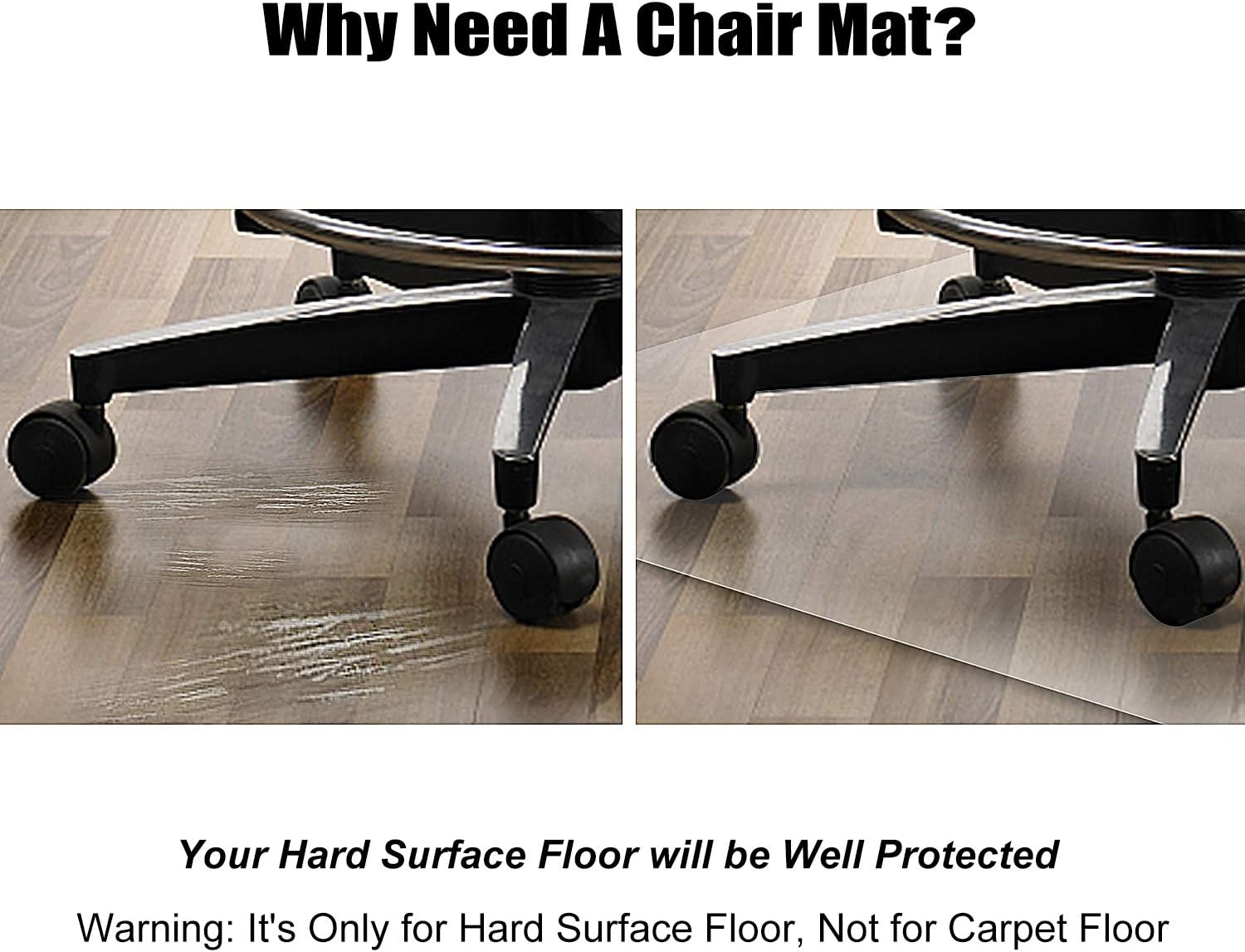 Azadx Office Chair Mat for Hardwood Floor, 8'×10' Clear Desk Chair Mat for Hardwood Floor Large Protector Floor Mat for Dining Room