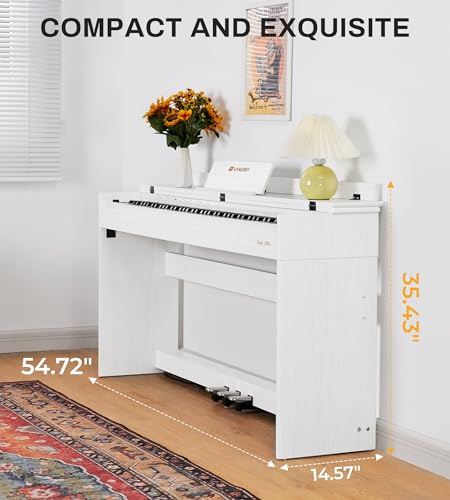 Vangoa Digital Piano 88 Keys Weighted Hammer Action Home Full size Digital Piano Keyboard for Adult Beginner with Furniture Stand, Flip Key Cover