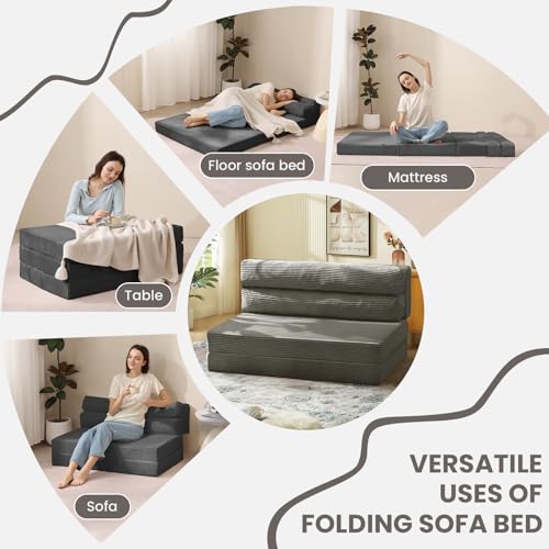 Folding Sofa Bed, Convertible Sleeper Chair with Pilow Foldable Matress