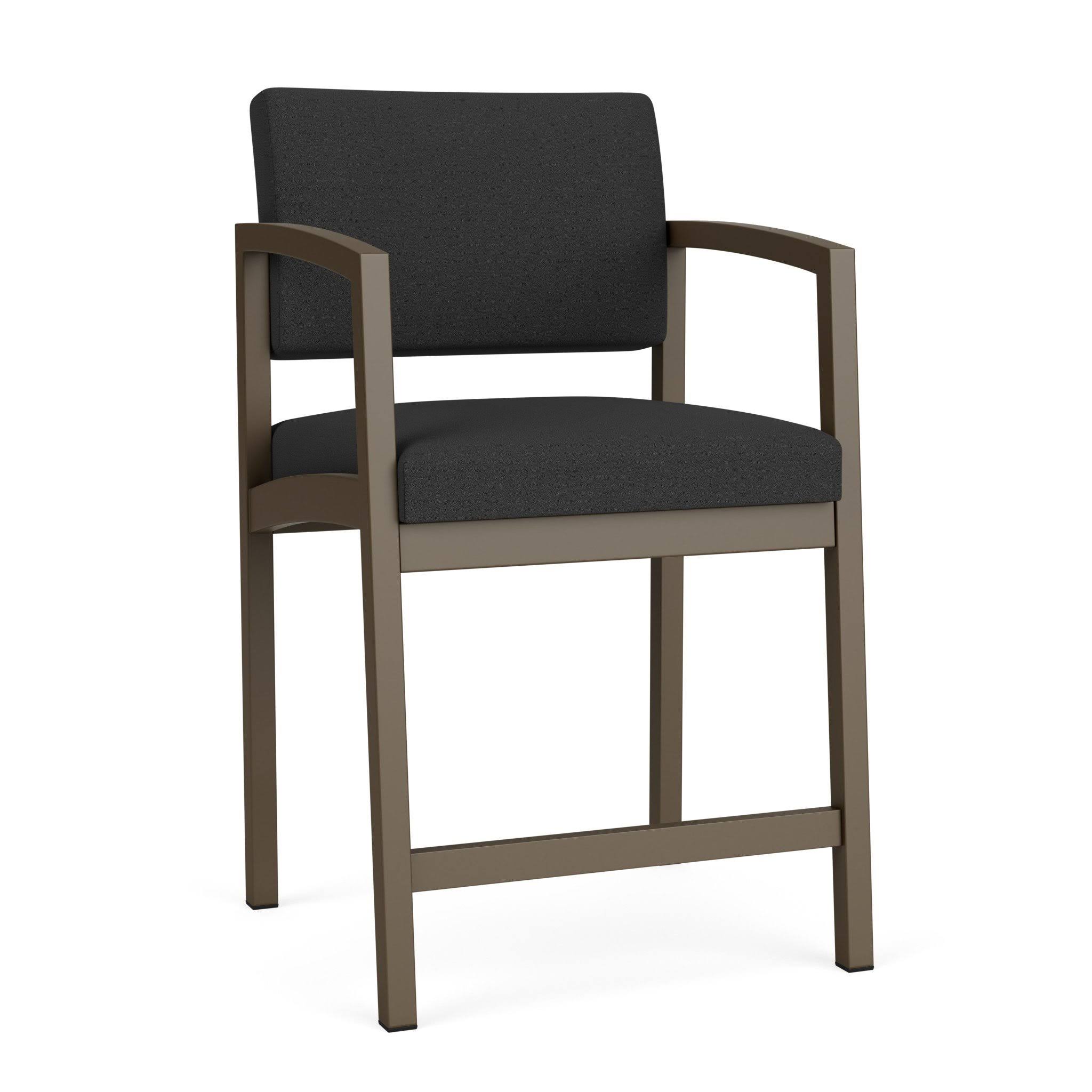 Lenox Steel Seat Waiting Room Chair with Metal Frame Lesro Seat Color: Open House Graphite - Solid Fabric, Frame Finish: Bronze