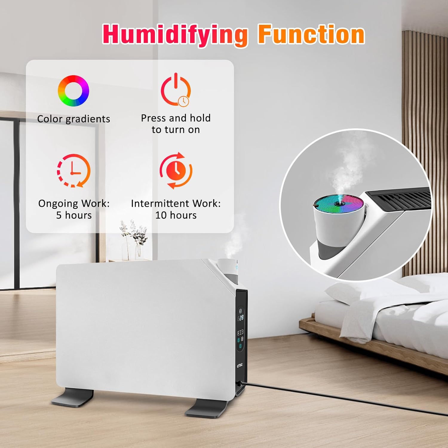 CTSC Convection Heater - Panel Heater - Space Heater Indoor Large Room - 750W/1500W Convection Panel Heater with Remote Control