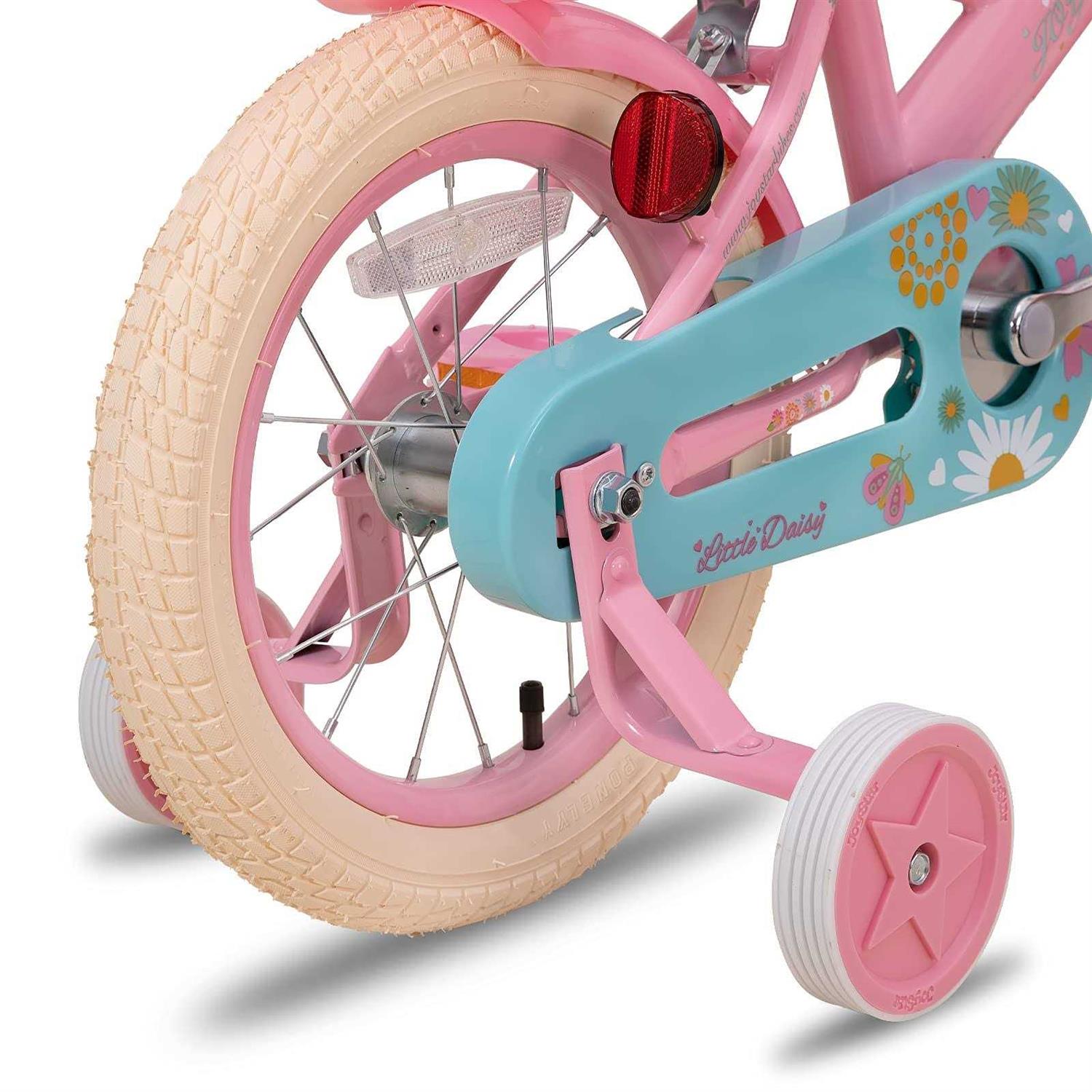 Joystar Little Daisy Kids Bike for 3 4 5 Years Girls with Handbrake Princess Bicycle with Training Wheels Basket Toddler