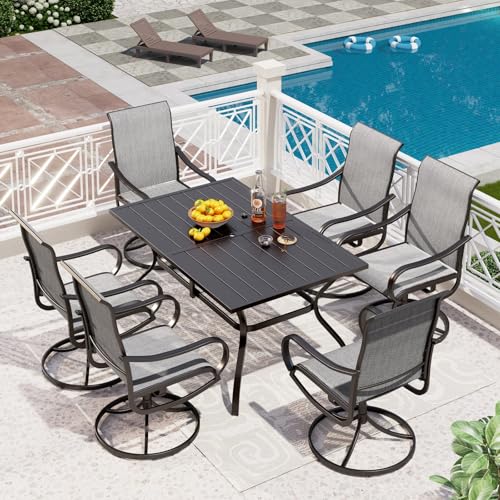 PHI VILLA 5 PCS Outdoor Patio Dining Set with Swivel Dining Chairs (Blue) and 37"x 37" Metal Steel Dining Table(1.57" Umbrella Hole)