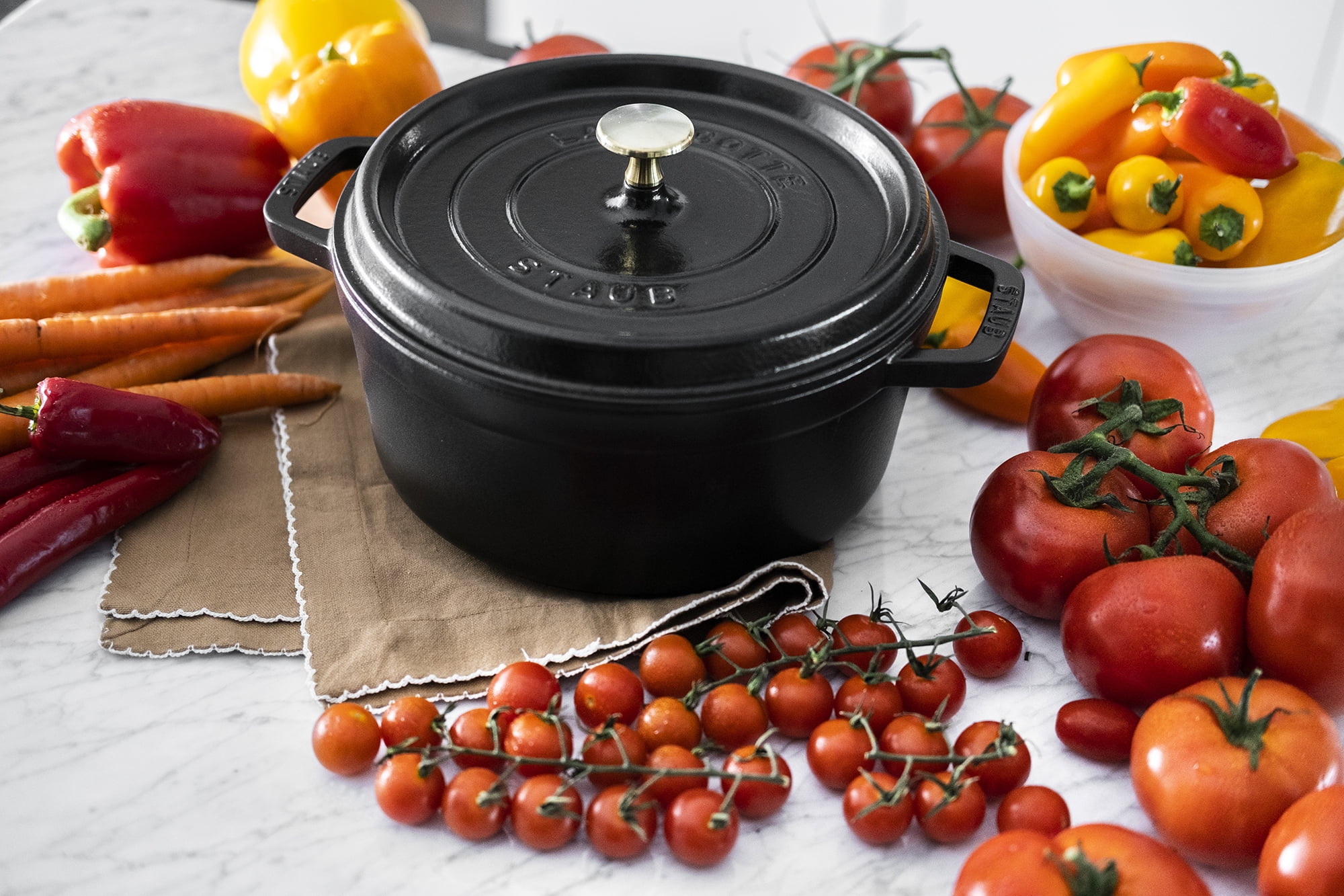 Staub Cast Iron 4-Qt Round Cocotte - Matte Black