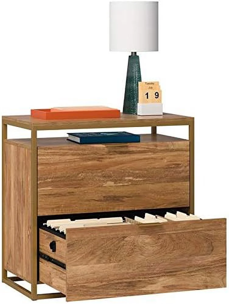 Engineered Wood File Cabinet In Sindoori /Brown/Gold
