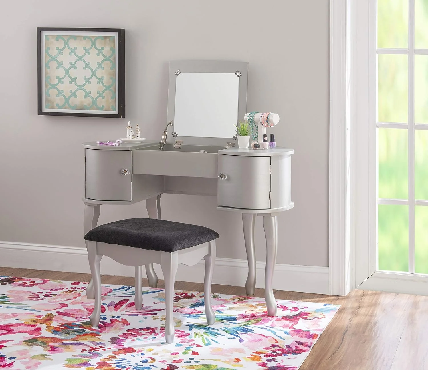 Paloma Vanity Set, 30" X 40.5" X 19.25", Silver