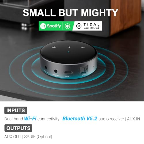 Edifier Powered Bookshelf Speakers R1280T with WiiM Mini AirPlay2 Wireless Wi-Fi Audio Streamer, Stream Hi-Res Audio from Spotify