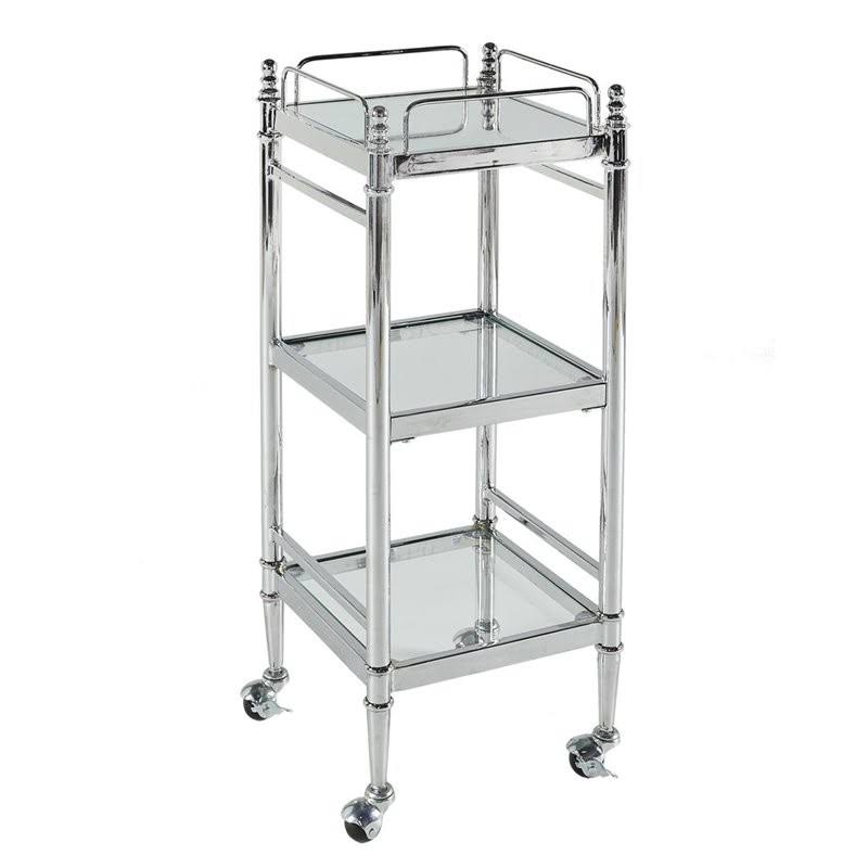 Linon Summit Metal and Glass Cart in Chrome - CYMX289