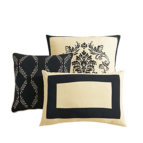 Riverbrook Home 100% Polyester Comforter Set, Queen, Hillcrest - Ivory/Gold, 9 Piece Set